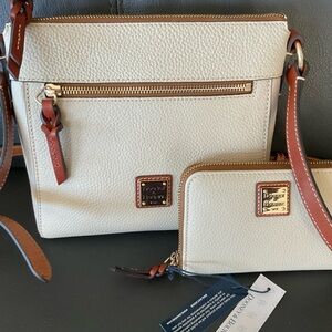 Dooney & Bourke Cream Crossbody Bag and Wallet Set